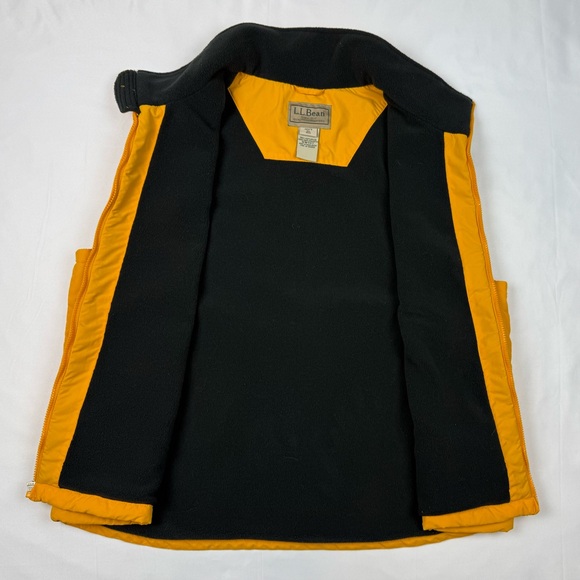 LL Bean Mens Fleece Lined Vest XL Yellow/Black Full Zip Nylon B7 - Picture 3 of 7